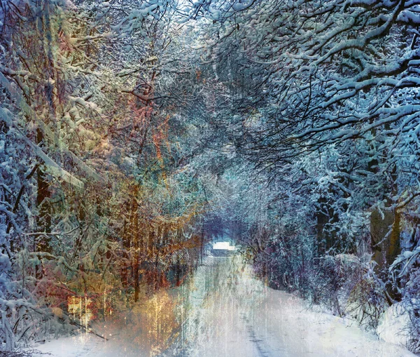 ビンテージ冬の道 — ストック写真
