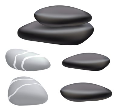 Dark and gray pebbles on a white background. clipart