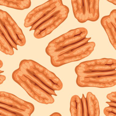 Pecan nuts. Seamless background. clipart