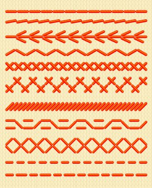 Sewing stitches. Seamless borders. clipart