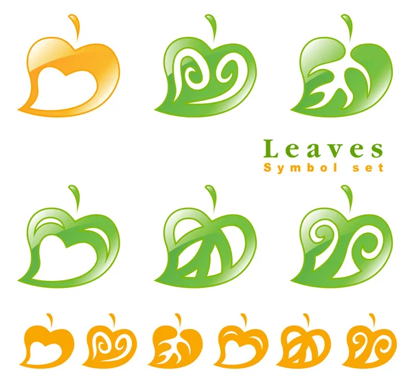 Set simbolo foglie. — Vettoriale Stock