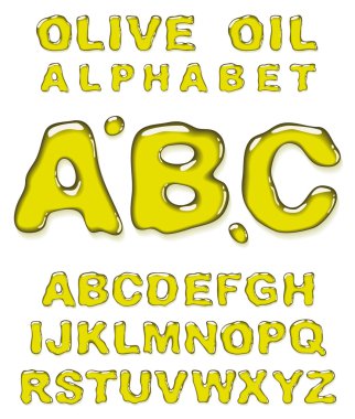 Olive oil alphabet. clipart