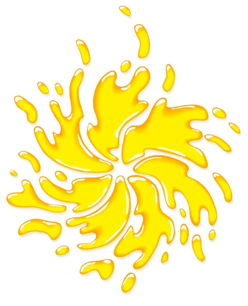 Éclaboussure ronde de jus d'orange frais . — Image vectorielle