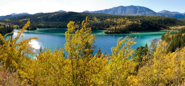 Smaragdové jezero v carcross, teritorium yukon, Kanada — Stock fotografie