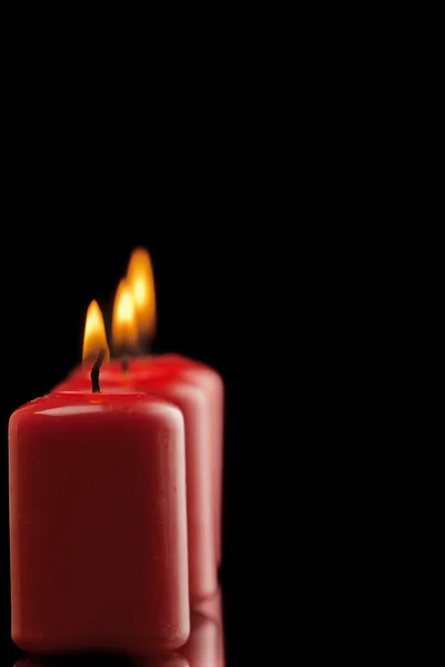 Tre candele rosse — Foto Stock