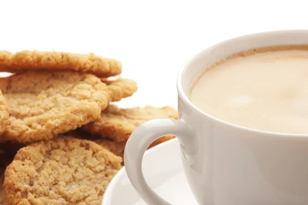 stock image Cup of coffee and oatmeal cookies