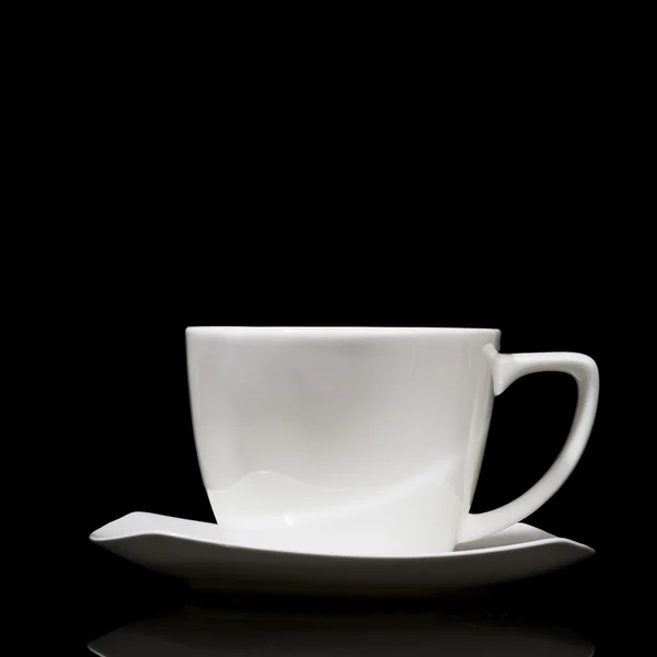 White mug on black background — Stock Photo, Image