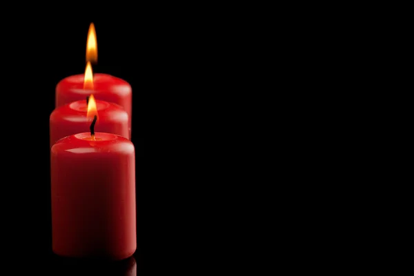 Three red candles — Stock Photo, Image