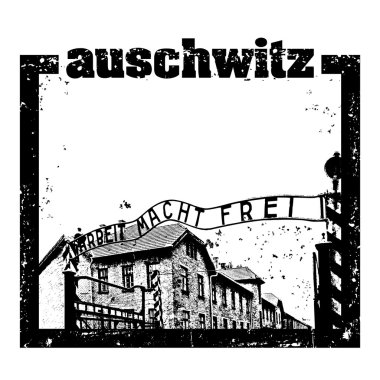  illustration of Auschwitz stamp