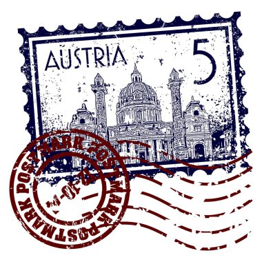  illustration of stamp or postmark of Austria clipart