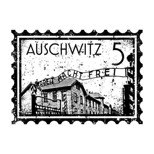 Illustration of Auschwitz stamp — 图库照片