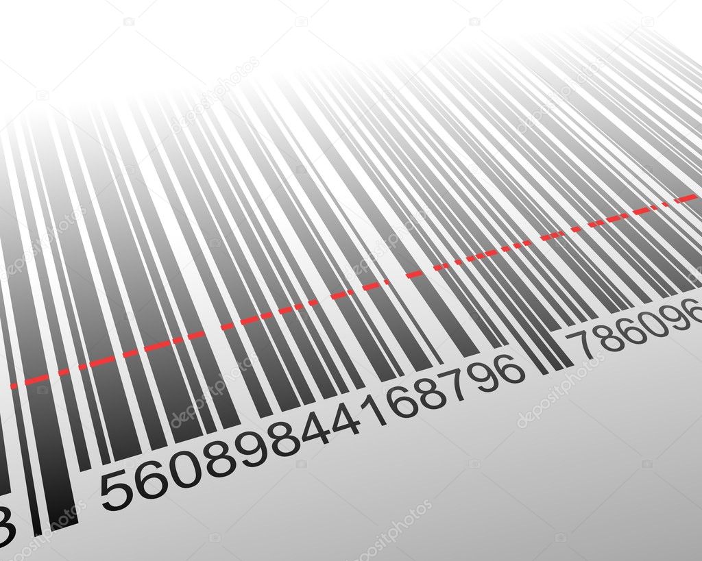  illustration of barcode with laser effect