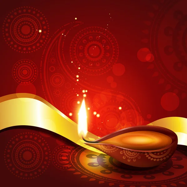 Magnifique hindou diwali diya festival art vectoriel — Image vectorielle