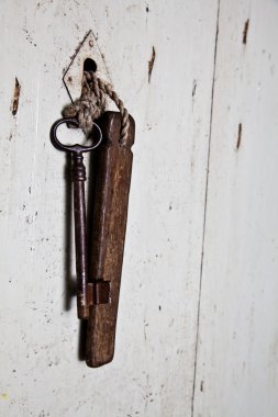 Old key in old door clipart