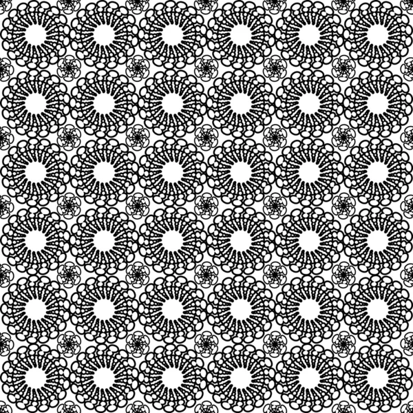 Seamless mönster med svart abstrakt blommor — Stockfoto
