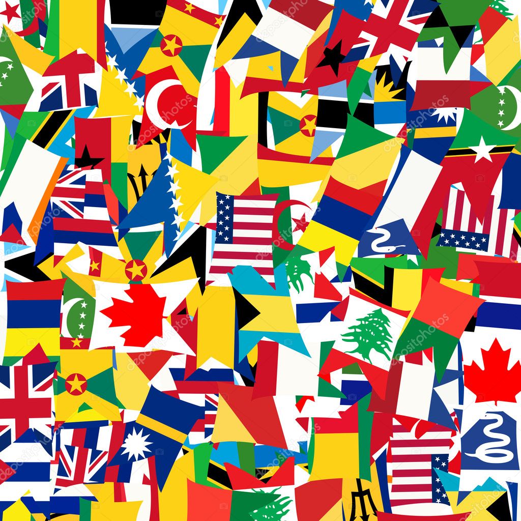 Seamless pattern with world's flags