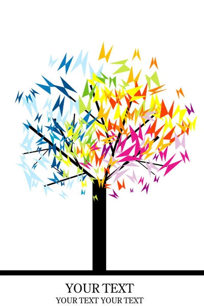 Stylizovaný strom s barevnými motýly — Stock fotografie
