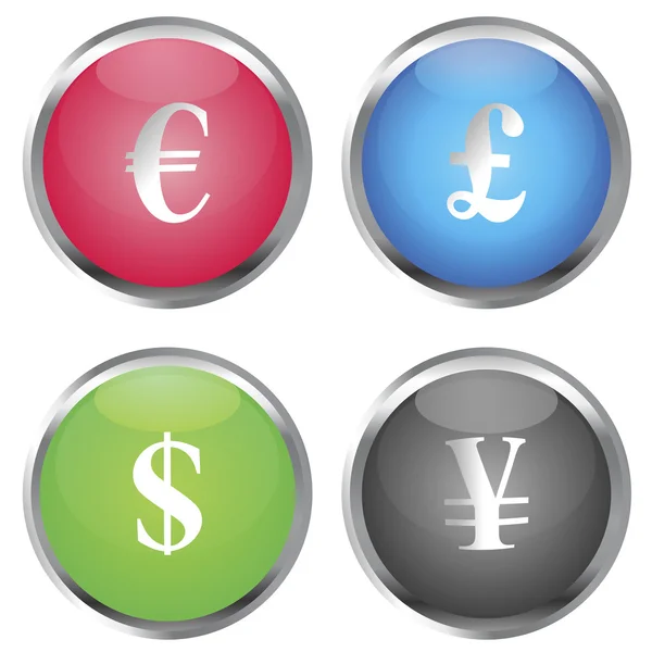 Fargede knapper med pengesymboler – stockfoto