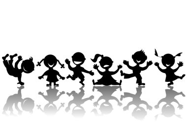 Stylized children silhouettes clipart