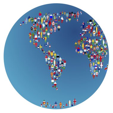 Globalisation, Earth globe with made of flags of the worl clipart