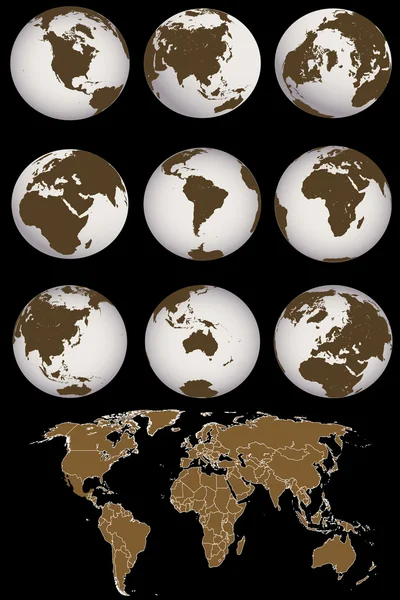 Map with Earth globes — Stock Photo, Image