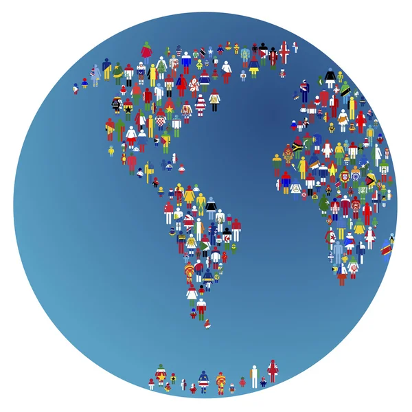 Globalizzazione, globo terrestre con bandiere del mondo — Foto Stock