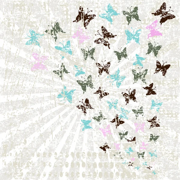 Grunge fond rétro avec des papillons — Photo