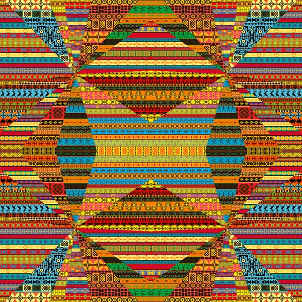 Collage av textil prov med traditionella ornament — Stockfoto