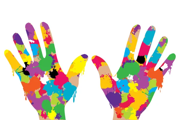 Händerna fulla av färgade färg — Stockfoto