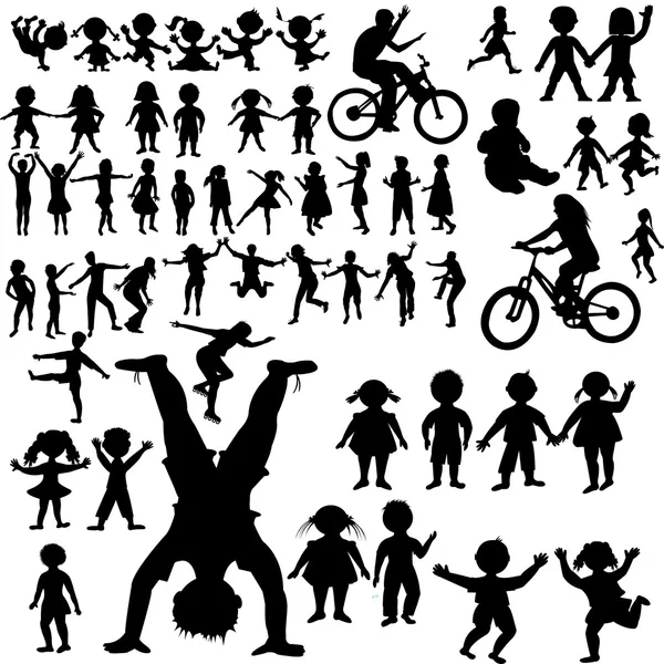 Collezione di silhouette per bambini disegnate a mano — Foto Stock