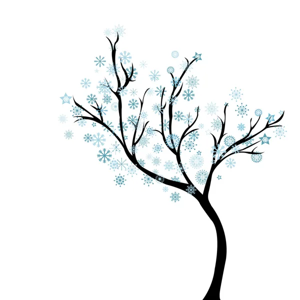 Vinter träd med snöflingor — Stockfoto