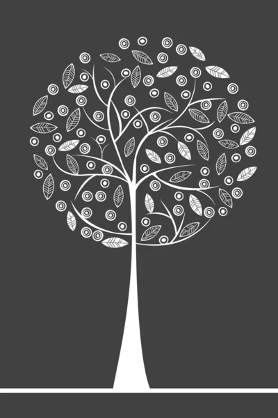 Biały drzewo stylizowane z owoców i liści — Zdjęcie stockowe