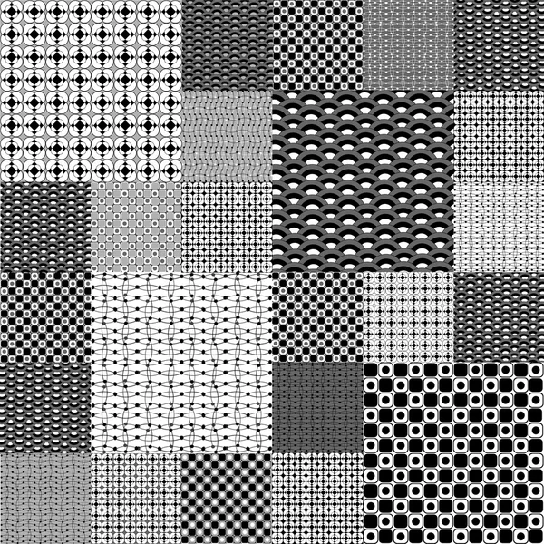 Soubor černobílých geometrických vzorů — Stock fotografie