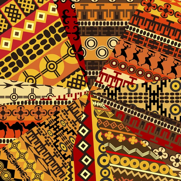 Collage d'échantillon avec motifs ethniques, fond abstrait — Photo