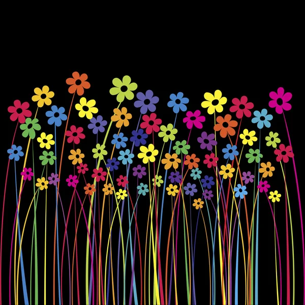 Цветные цветы на черном фоне — стоковое фото