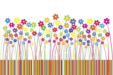 Background with colored flowers and stripes