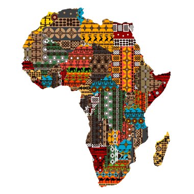 Africa map with countries made of ethnic textures
