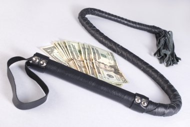 Black Single Tail Whip and money clipart