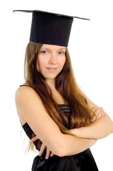 Красивая девушка в шляпе хозяина — стоковое фото