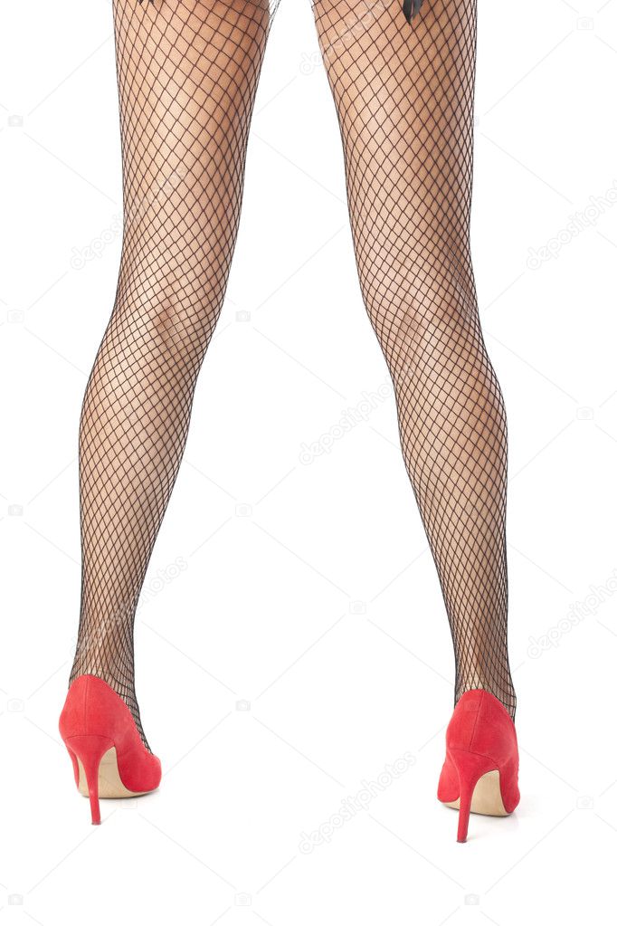 Sexy legs in fishnet stocking