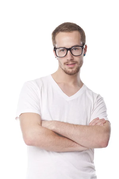 Dobry mężczyzna w okularach retro nerd — Zdjęcie stockowe