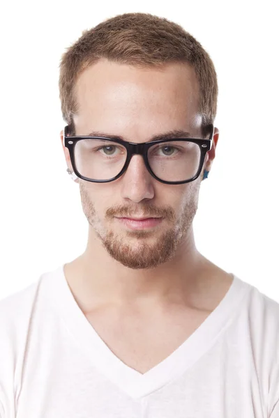 Bell'uomo con occhiali nerd retrò — Foto Stock