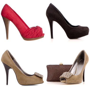 Four female high-heeled shoes clipart