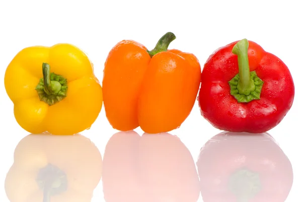 Tre peperoni freschi — Foto Stock