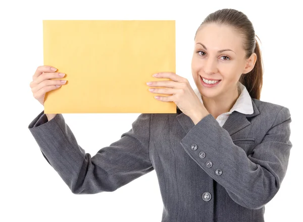 Office manager and large brown envelope — Stock Photo, Image