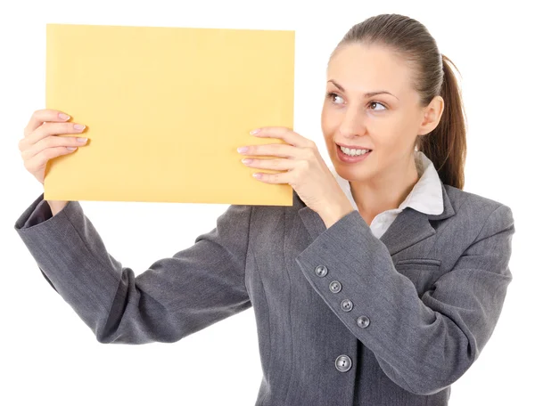 Office manager and large brown envelope — Stock Photo, Image
