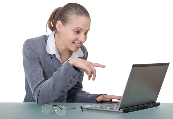 Girl with a laptop — Stock Photo, Image