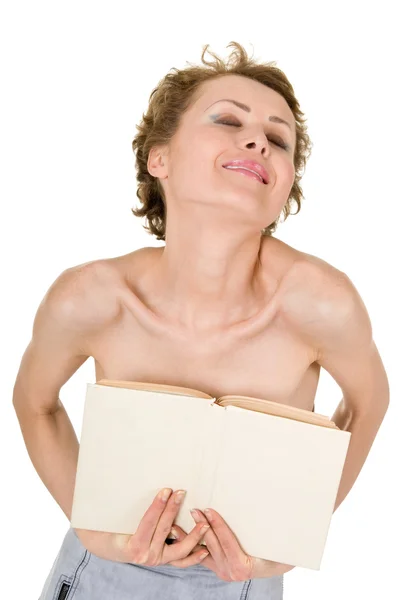 Mujer desnuda libro presionado — Foto de Stock