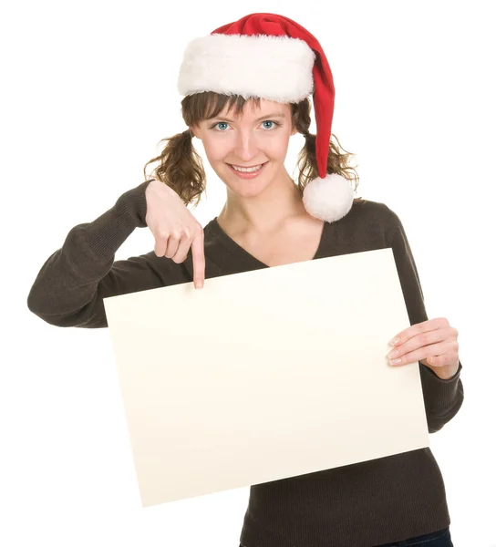 Jong meisje in Kerstman hoed — Stockfoto
