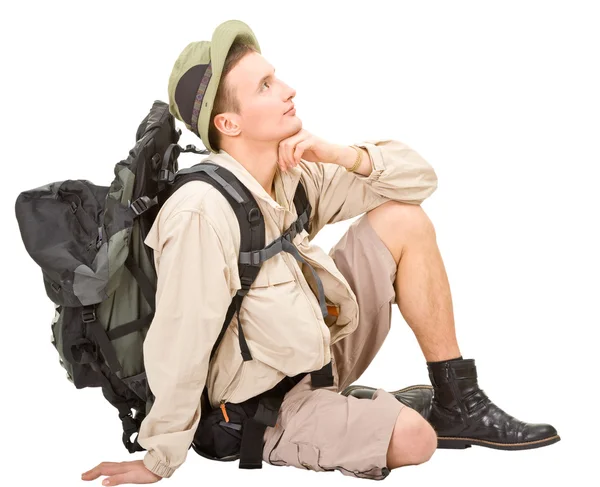 Young man dressed in a tourist — Stock Photo, Image